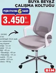 OFİS BAZAAR BUYA BEYAZ ÇALIŞMA KOLTUĞU